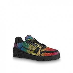 LOUISVUITTON LV TRAINER SNEAKER WITH MULTI COLORED STRASS 1A5YLO