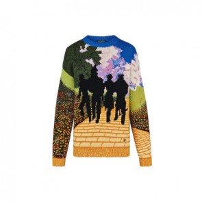 Women yellow brick road hand knitted crewneck 1A53QC