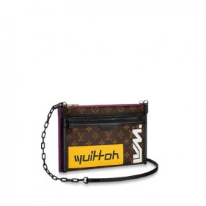 Mens double flat messenger Marron