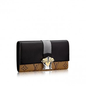 louis vuitton women sarah wallet Monogram Reverse canvas chiseled metallic M64488