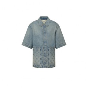 Men's Louis Vuitton Short-Sleeved Denim Workwear Shirt