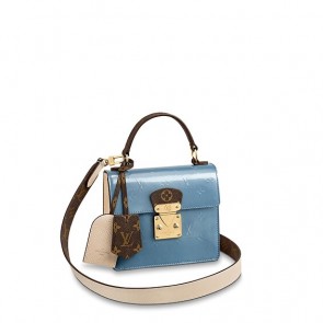 Women spring street handbag monogram vernis bags Bleu Jean