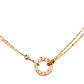 CARTIER LOVE NECKLACE PINK GOLD 2 DIAMONDS WOMEN