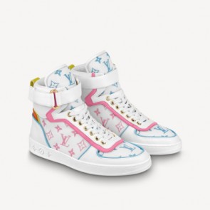 LV Boombox Sneaker Boot  Blue Pink Flower Shoes 1A8NYX