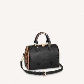 LV Speedy Bag With Oversized LV Pattern Leopard Print Side