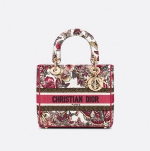 MEDIUM DIOR LADY D-LITE BAG BUTTERFLY MOTIF