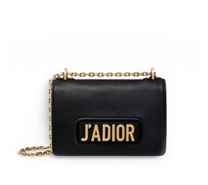 Dior women j'adior flap bag with chain in black calfskin