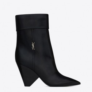 Lady's Saint Laurent Niki Booties With Metal YSL Initials