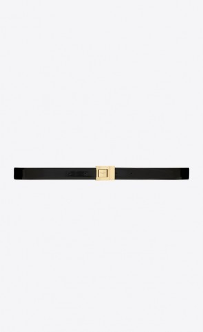 Saint Laurent Male Buckle Thin Belt In Brushed Leather