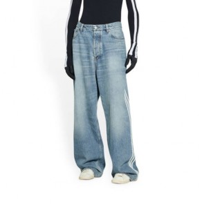 Lady's Balenciaga / Adidas Large Baggy Pants In Blue