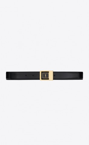 Saint Laurent Female Buckle Belt In Lacquered Leather