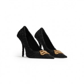 Lady's Balenciaga Tweed Square Knife BB 110mm Pump