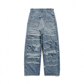Balenciaga Super Destroyed Baggy Pants In Light Blue