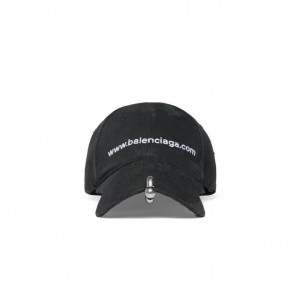 Balenciaga Bal.Com Front Piercing Cap In Black Faded
