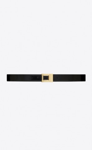 Saint Laurent Male Buckle Belt In Brushed Leather And Enamel
