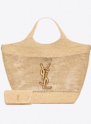 Saint Laurent Maxi Shopping Bag In Raffia
