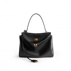 Lady's Balenciaga Rodeo Medium Handbag In Black