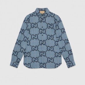 Men's Gucci Jumbo GG Checked Wool Shirt