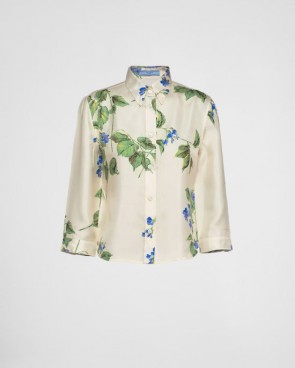 Lady's Prada Floral Print Twill Shirt