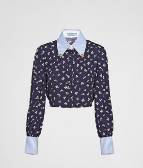 Lady's Prada Silk Jacquard Print Shirt