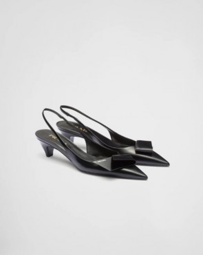Lady's Prada Brushed Leather Slingback Pumps