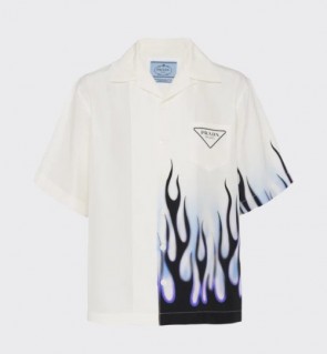 Men's Prada Double Match Silk Shirt