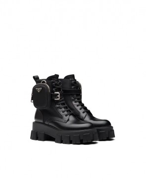Prada Brushed Rois leather and nylon boots for Women