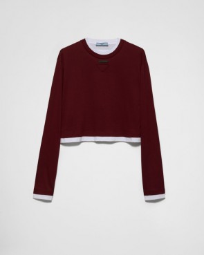 Lady's Prada Long-sleeved jersey T-shirt Garnet