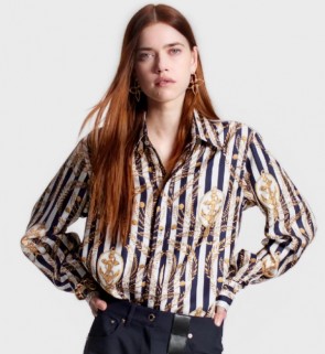 Lady's Louis Vuitton Striped Anchor Silk Shirt