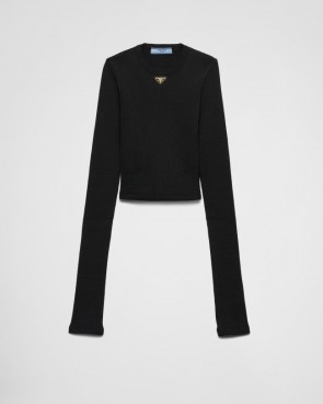 Lady's Prada Ribbed Knit Jersey Top 