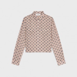 Lady's Celine Mulberry Silk Georgette Cropped Shirt