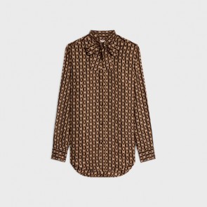 Lady's Celine Romy Twill Mulberry Silk Tie Shirt