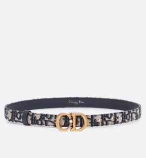 Dior Saddle Belt Blue Dior Oblique Jacquard 20 mm