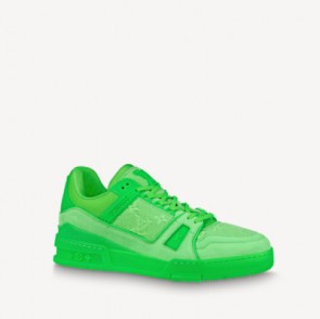 LV Trainer Sneaker Peach Pink Green 1a8kcs