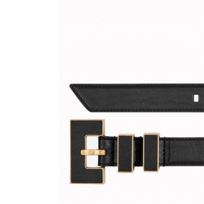 Women's CARRE RIVE GAUCHE DOUBLE-LOOP BELT IN SMOOTH LEATHER
