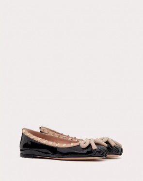 Lady's Valentino Rockstud Patent Leather Ballerina Shoes