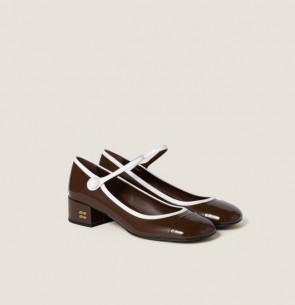 Lady's Miu Miu Two-Tone Patent Leather Mary Jane Pumps