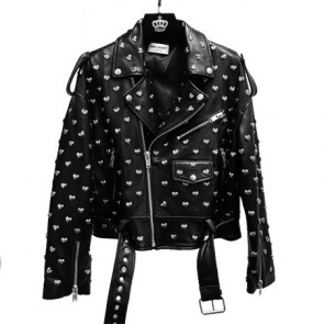 saint laurent women studs leather jacket