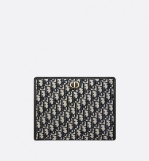 Dior 30 Montaigne Pouch Blue Dior Oblique Jacquard Bag