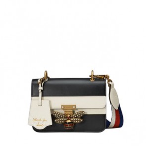 Gucci women Queen Margaret white and black leather shoulder bag 476542