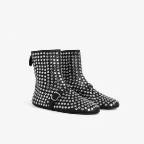Lady's Alaia High Ballet Flats In Strass Lambskin