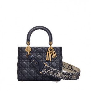 Women supple lady bag in deep blue smooth calfskin