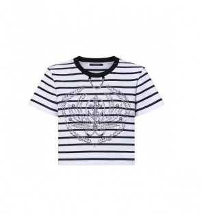 Lady's Louis Vuitton Striped Anchor Crop Top