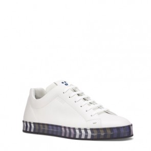Fendi mens black/white leather sneakers lace ups with FENDI FACES