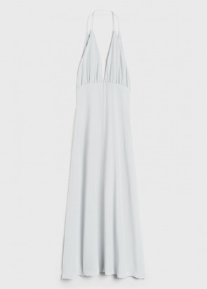 Lady's Toteme Double-Halter Silk Dress Glacier