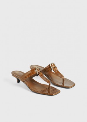 Lady's Toteme The Belted Croco Flip-Flop Heel