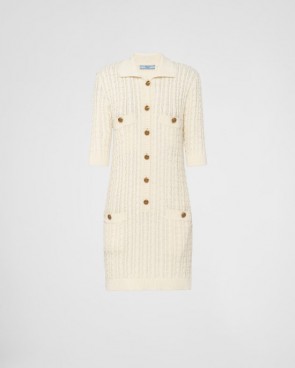 Lady's Prada Cable-Knit Cotton Mini-Dress