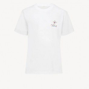 Lady's Chloe Embroidered T-Shirt In White