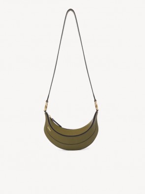 Lady's Chloe Banana Cross-Body Bag In Grained Leather