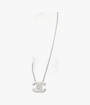 Lady's Chanel Long Necklace Silver & White